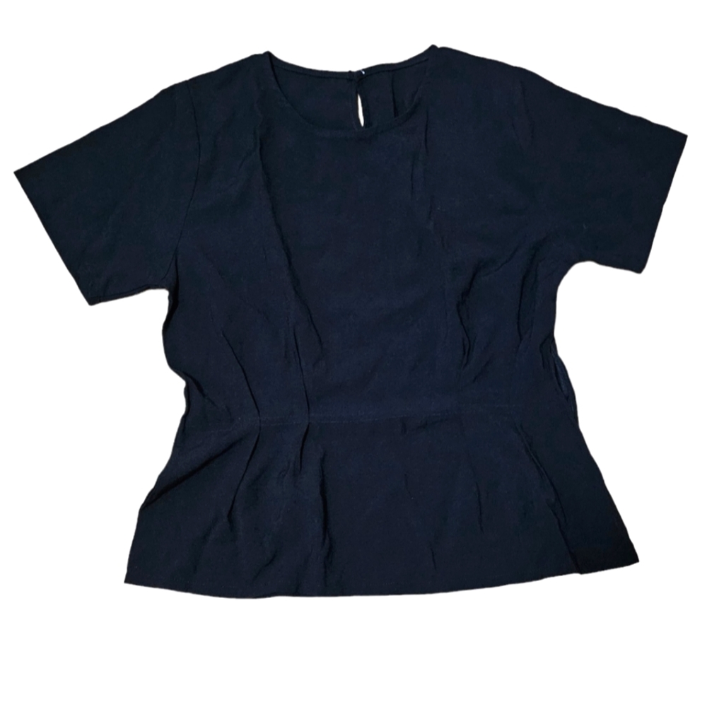 Black linen peplum top